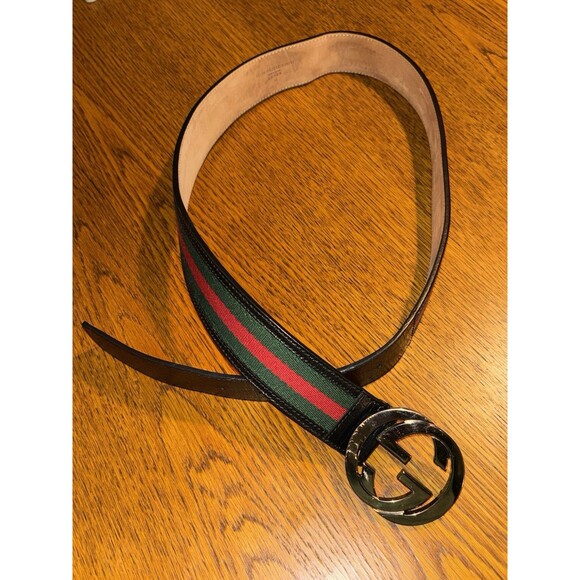 Gucci Red And Green Belt Designer Luxury Authentic Size 90 CM Leather And Canvas main image 4